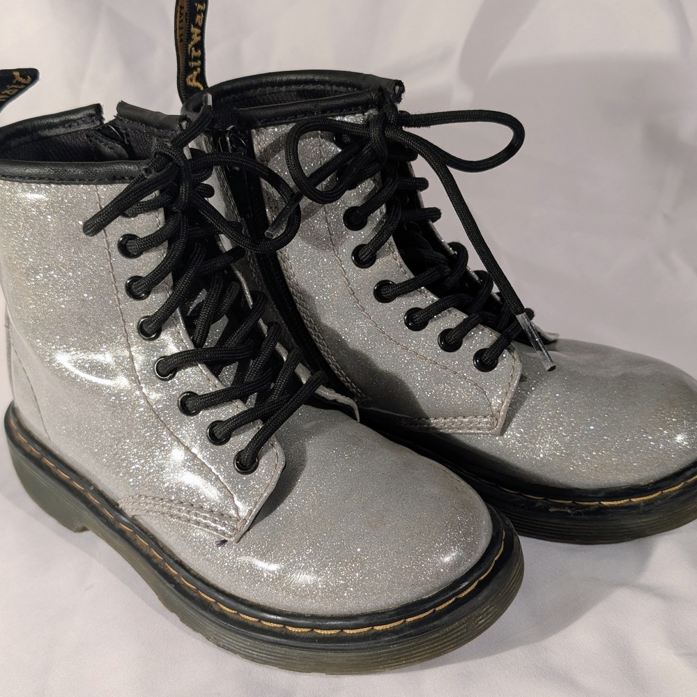 Dr. Martens Kids Silver Glitter Boots
